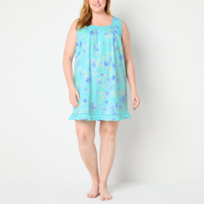 Adonna Womens Scoop Neck Short Sleeve Plus Nightgown