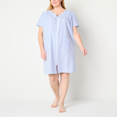 Adonna Womens Plus Short Sleeve Knee Length Robe
