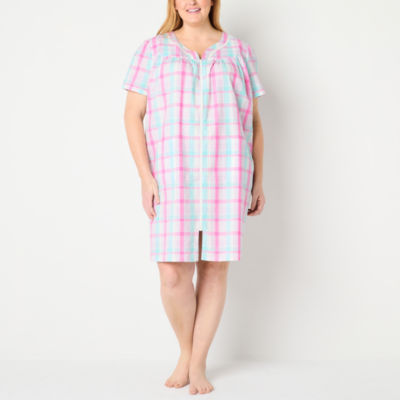 Adonna Womens Plus Short Sleeve Knee Length Robe