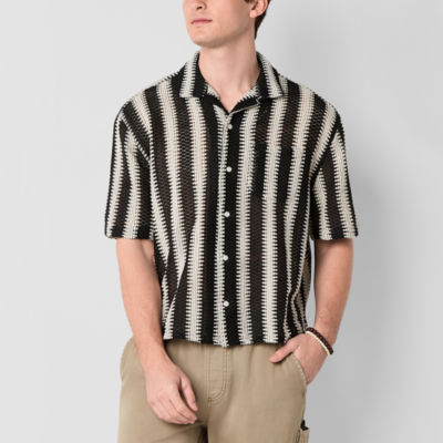 Arizona Mens Short Sleeve Cropped Button-Down Shirt
