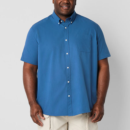 St. John's Bay Breathable Performance Big and Tall Mens Easy-on + Easy-off Adaptive Classic Fit Short Sleeve Button-Down Shirt, 3x-large, Blue