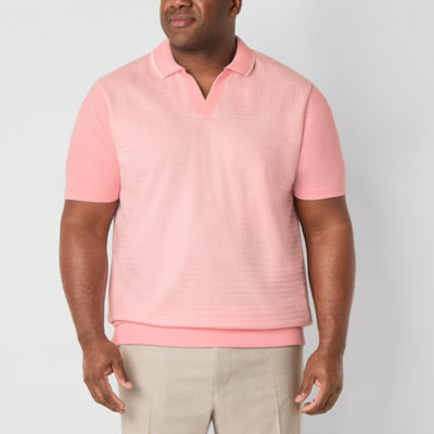 Shaquille O'Neal XLG Jacquard Big and Tall Mens Regular Fit Short Sleeve Polo Shirt