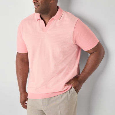 Shaquille O'Neal XLG Jacquard Big and Tall Mens Regular Fit Short Sleeve Polo Shirt