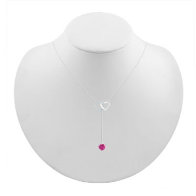 Womens Lab Created Pink Sapphire Sterling Silver Heart 18 Inch Pendant Necklace