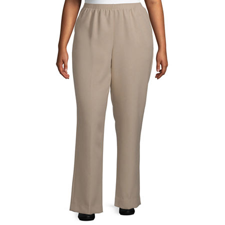 Alfred Dunner Classics Womens Plus Straight Pull-On Pants, 18w, Brown