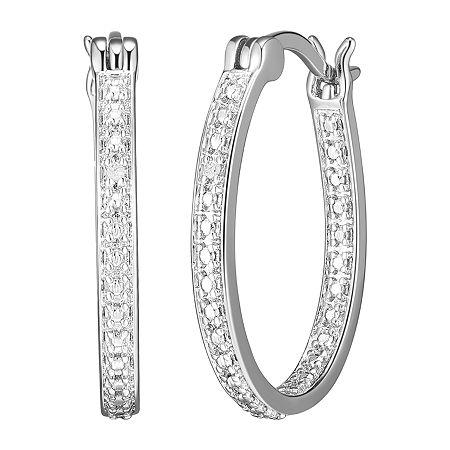 Sparkle Allure Diamond Accent Silver Over Brass Round Hoop Earrings, One Size