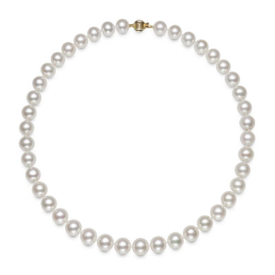 Womens White Cultured Freshwater Pearl 14K Gold Strand Necklace