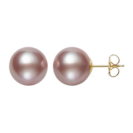 Pink Cultured Freshwater Pearl 14K Gold 12mm Ball Stud Earrings, One Size