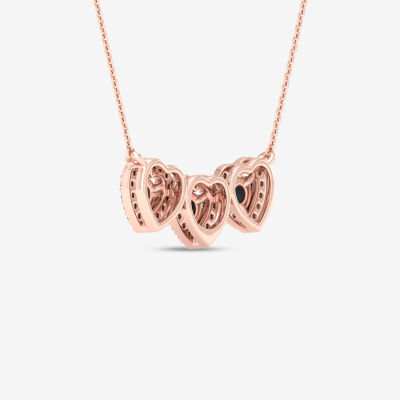 Womens Genuine Opal & 1/6 CT. T.W.  Genuine Diamond 10K Gold Heart Pendant Necklace