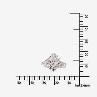 DiamonArt® Cubic Zirconia Sterling Silver Marquise-Cut Bypass Ring