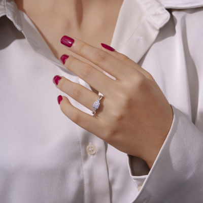 DiamonArt® Womens 3/8 CT. T.W. White Cubic Zirconia Sterling Silver Promise Ring