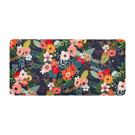 Mohawk Home Dri-Pro Blooming On Blue Anti-Fatigue 18x30 Kitchen Mat, One Size, Blue