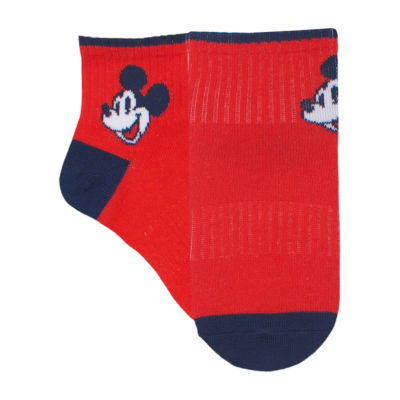 Disney Collection Little & Big Boys 8 Pair Mickey Mouse Quarter Ankle Socks