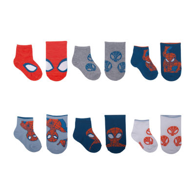 Disney Collection Toddler Boys 6 Pair Spiderman Quarter Socks