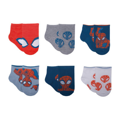 Disney Collection Toddler Boys 6 Pair Spiderman Quarter Ankle Socks