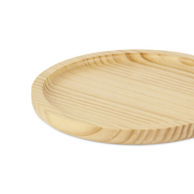 Cheungs Round Natural Wood Glossy Decorative Tray