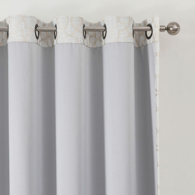 Max Blackout Campbell Geo Jacquard Energy Saving 100% Grommet Top Single Curtain Panel