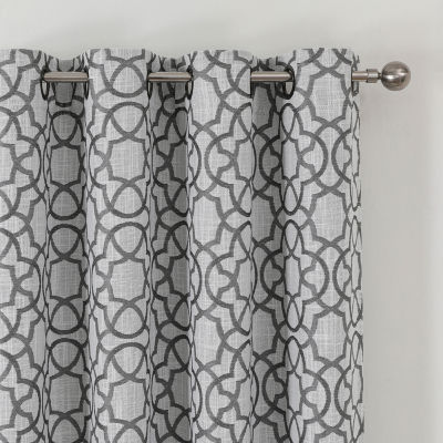 Max Blackout Campbell Geo Jacquard Grommet Top Energy Saving 100% Single Curtain Panels