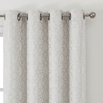 Max Blackout Campbell Geo Jacquard Grommet Top Energy Saving 100% Single Curtain Panels