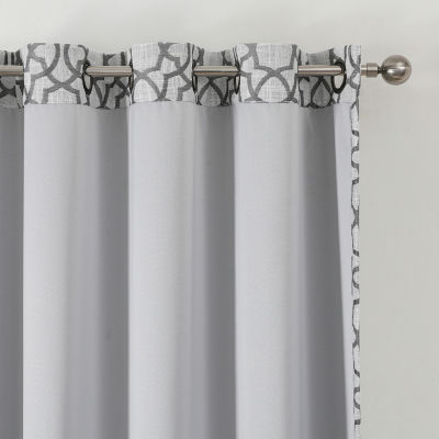 Max Blackout Campbell Geo Jacquard Grommet Top Energy Saving 100% Single Curtain Panels