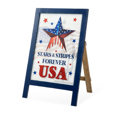 Glitzhome Americana Wooden Easel Porch Sign