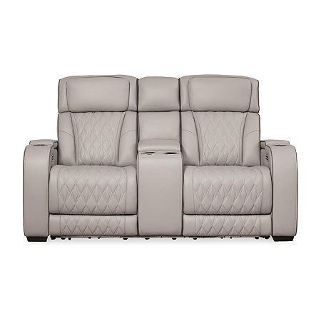 Signature Design By Ashley Boyington Power Reclining Loveseat With Console, One Size, Gray