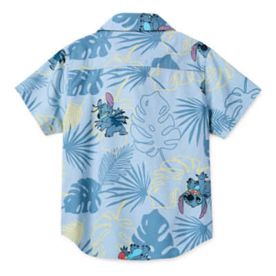 Disney Collection Little & Big Boys Short Sleeve Stitch Button-Down Shirt