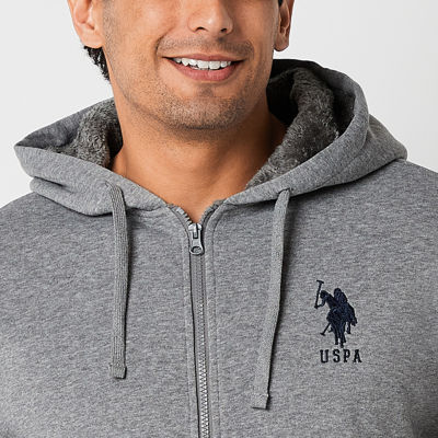 U.S. Polo Assn. Sherpa Mens Long Sleeve Embroidered Lined Zipper Hoodie