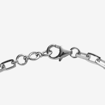 Womens Sterling Silver 7.5 Inch Solid Paperclip Chain Bracelet