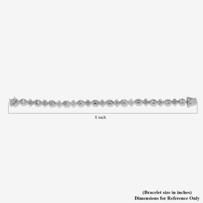 Womens Genuine Blue Aquamarine Sterling Silver 7.5 Inch Tennis Bracelet