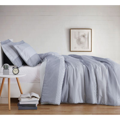 Truly Soft Grey Multi Stripe Midweight Comforter Set