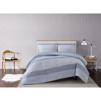 Truly Soft Grey Multi Stripe Midweight Comforter Set