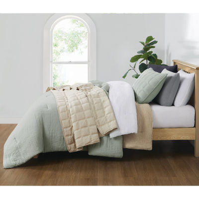 Truly Soft Textured Waffle Midweight Comforter Set