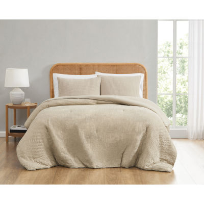 Truly Soft Textured Waffle Midweight Comforter Set