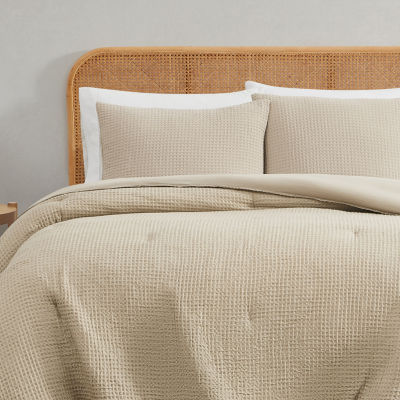 Truly Soft Textured Waffle Midweight Comforter Set