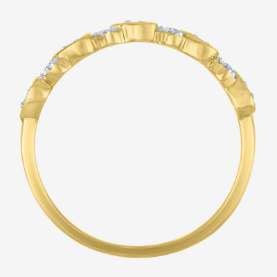 (G-H / Si2-I1) Womens 4MM 1/10 CT. T.W. Lab Grown White Diamond 10K Rose Gold Heart Wedding Band