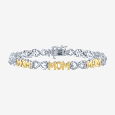 "Mom" 1/10 CT. T.W. Natural White Diamond 14K Rose Gold Over Silver Sterling Silver Infinity 7.5 Inch Tennis Bracelet