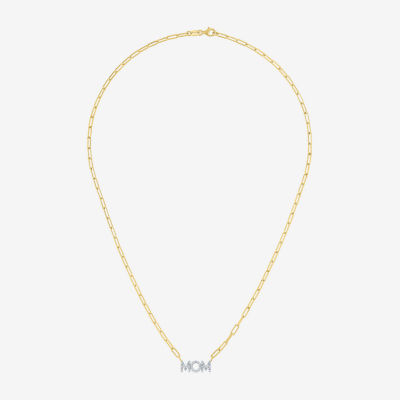 Diamond Addiction "Mom" (G-H / I1-12) Womens 1/10 CT. T.W. Lab Grown White Diamond 14K Gold Over Silver 18 Inch Pendant Necklace
