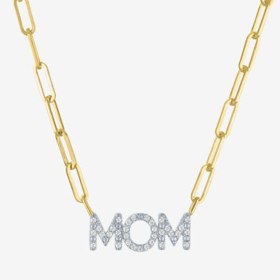 Diamond Addiction "Mom" (G-H / I1-12) Womens 1/10 CT. T.W. Lab Grown White Diamond 14K Gold Over Silver 18 Inch Pendant Necklace