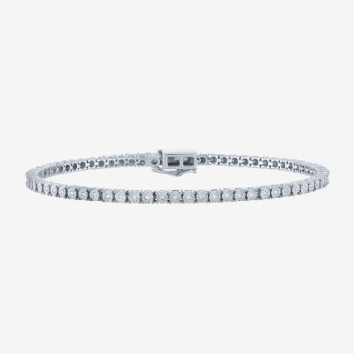 (G-H / I1- I2) Womens 1/10 CT. T.W. Lab Grown White Diamond Sterling Silver 7.25 Inch Tennis Bracelet