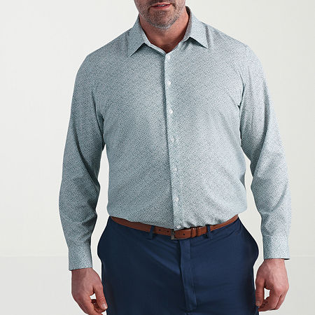 Haggar Big and Tall Mens Classic Fit Easy Care Long Sleeve Dress Shirt, 19 37-38, Green