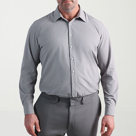 Haggar Big and Tall Mens Classic Fit Easy Care Long Sleeve Dress Shirt, 18.5 36-37, Gray
