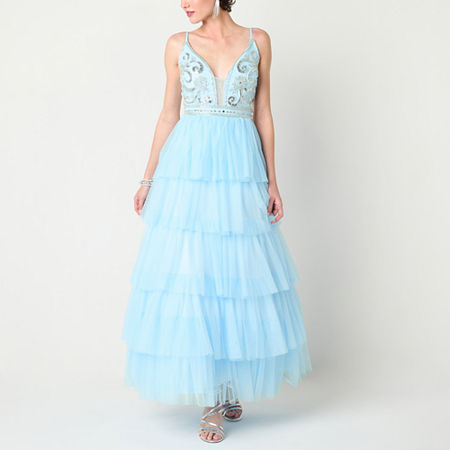 Jump Apparel Womens Sleeveless Ball Gown Juniors, 7, Blue