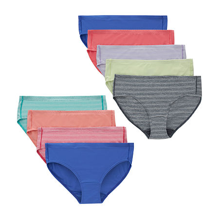 Hanes Pure Comfort Microfiber 8 + 1 Bonus Pack 9 Pack Hipster Panty Gupsh9, 12, Pink -  30505450083