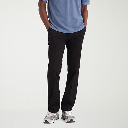 Dockers Easy Khaki With Stretch Mens Straight Fit Flat Front Pant, 34 34, Black