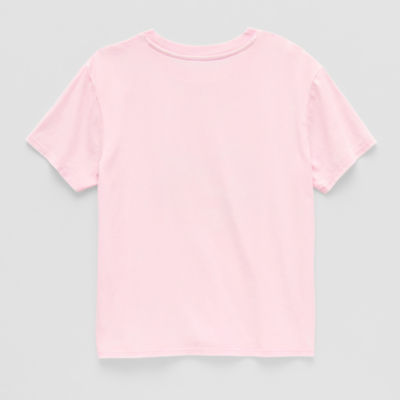 Eyeshadow Big Kid Girls Crew Neck Short Sleeve Oversized Graphic T-Shirt