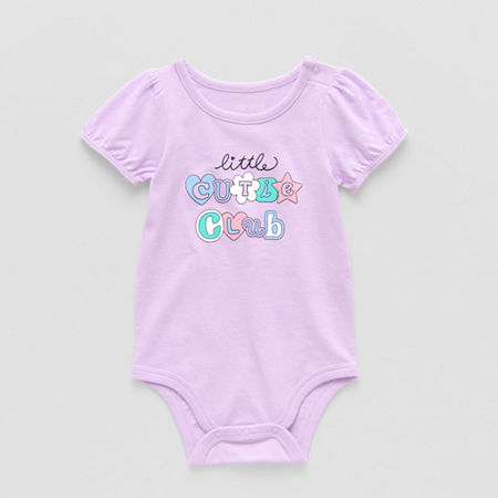 Okie Dokie Baby Girls Short Sleeve Bodysuit, 12 Months, Purple