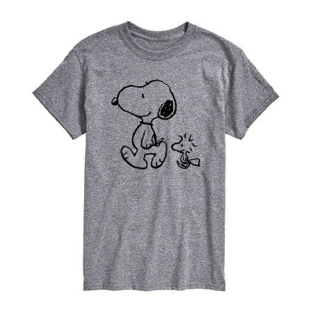 Novelty T-shirts Mens Crew Neck Short Sleeve Regular Fit Peanuts Big And Tall Graphic T-shirt In Gray