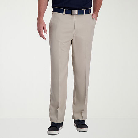 Haggar Mens Cool Right Performance Classic Fit Flat Front Pant, 36 30, White