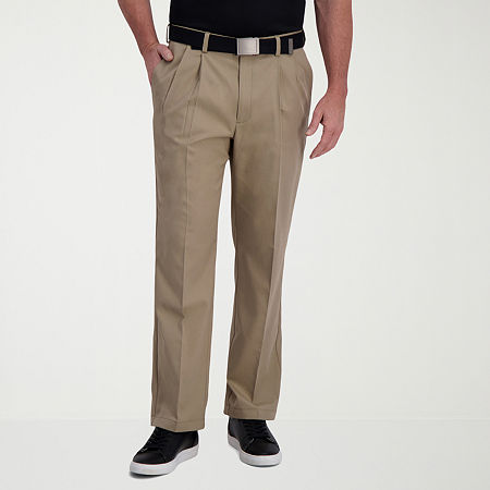 Haggar Mens Cool Right Performance Classic Fit Pleated Pant, 42 29, White